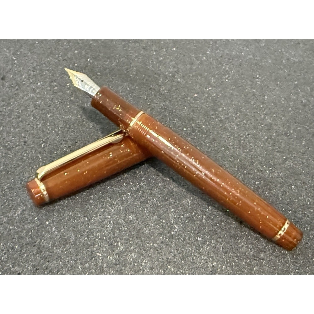 Jinhao 82 Fountain Pen Gold Trim Translucent Pumpkin Amber Extra Fine EF Nib